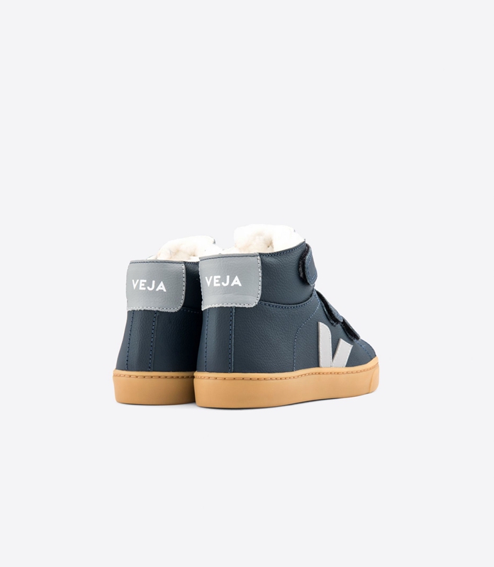 Navy Veja Fured Leather Nautico Oxford Kids' Esplar | SQPKHZ-296