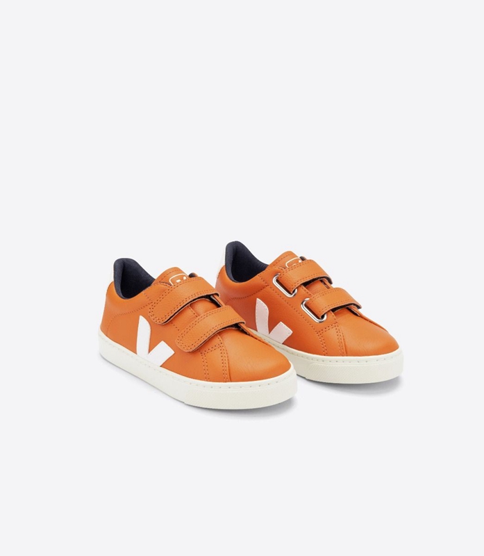 Orange Veja Leather Pumpkin Kids' Esplar | ZIDVCG-183