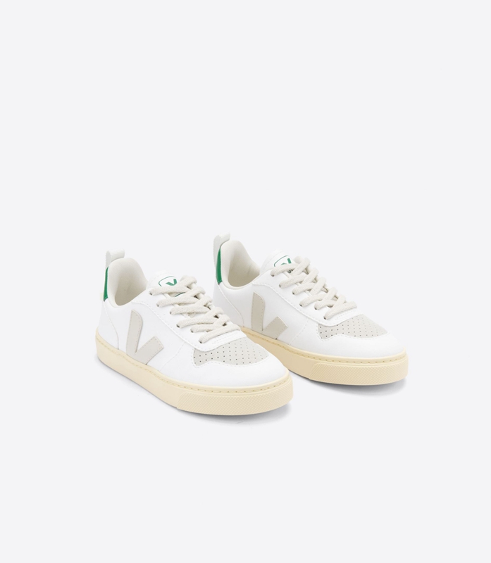 White Veja Cwl Pierre Emeraude Kids' V-10 | GXDVUA-357