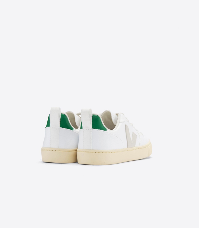 White Veja Cwl Pierre Emeraude Kids' V-10 | GXDVUA-357