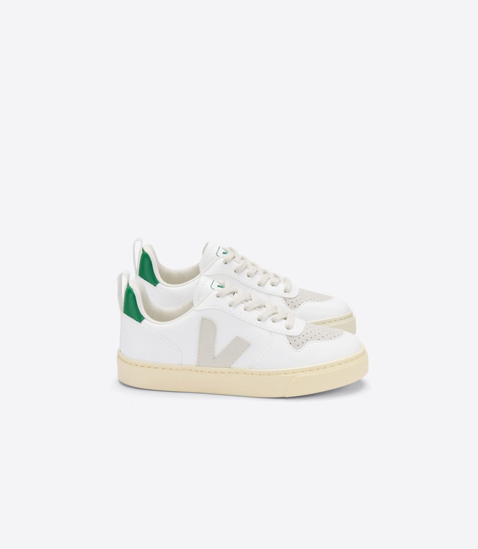 White Veja Cwl Pierre Emeraude Kids\' V-10 | GXDVUA-357