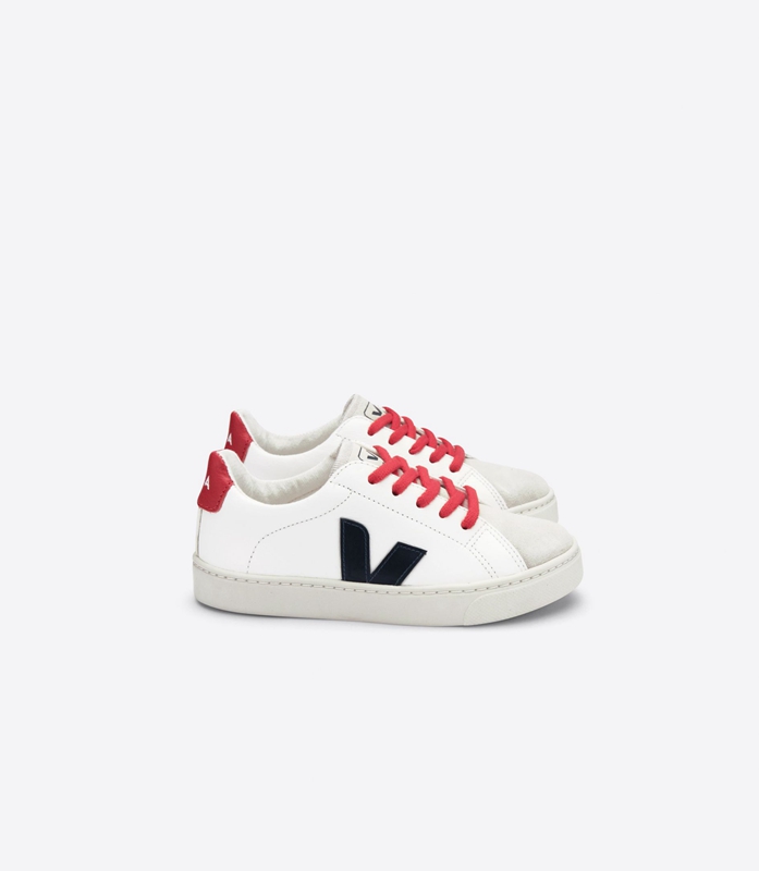 White Veja Laces Leather Nautico Pekin Kids\' Esplar | CGMZIN-956