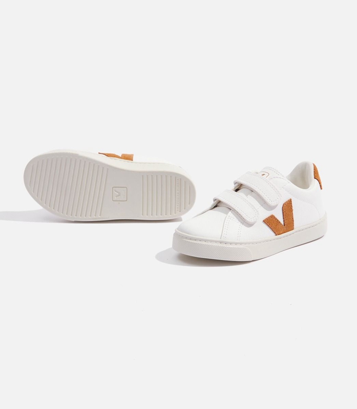 White Veja Leather Camel Kids' Esplar | CPQOTG-291