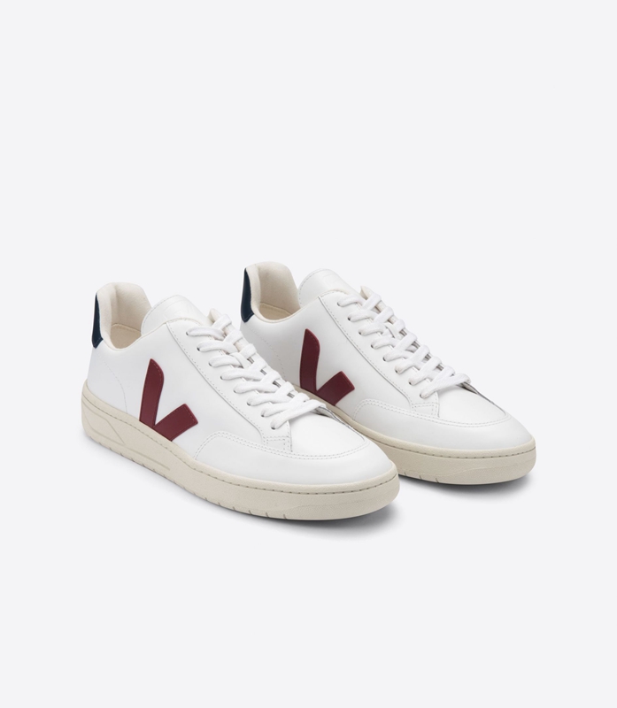 White Veja Leather Marsala Nautico Men's V-12 | GQSRLK-029