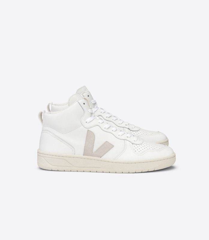 White Veja Leather Men\'s V-15 | NBRQKD-064