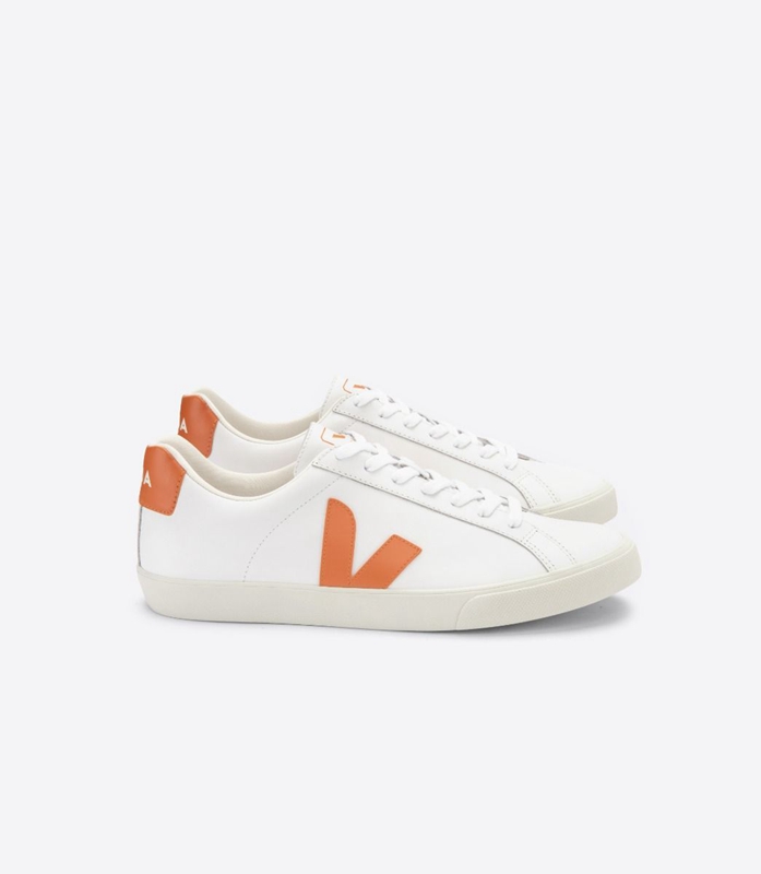 White Veja Leather Pumpkin Men\'s Esplar | XAPRKB-436