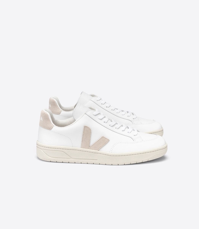 White Veja Leather Sable Women\'s V-12 | QOCUSI-306