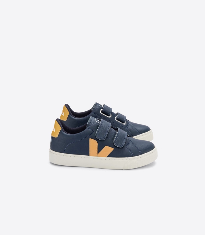 Navy Veja Leather Nautico Moutarde Kids' Esplar | MYVWOH-839